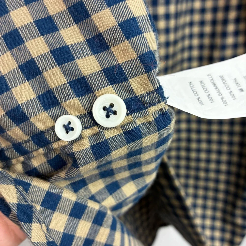 J. Crew NWT Gingham Khaki & Blue Checked Shirt
